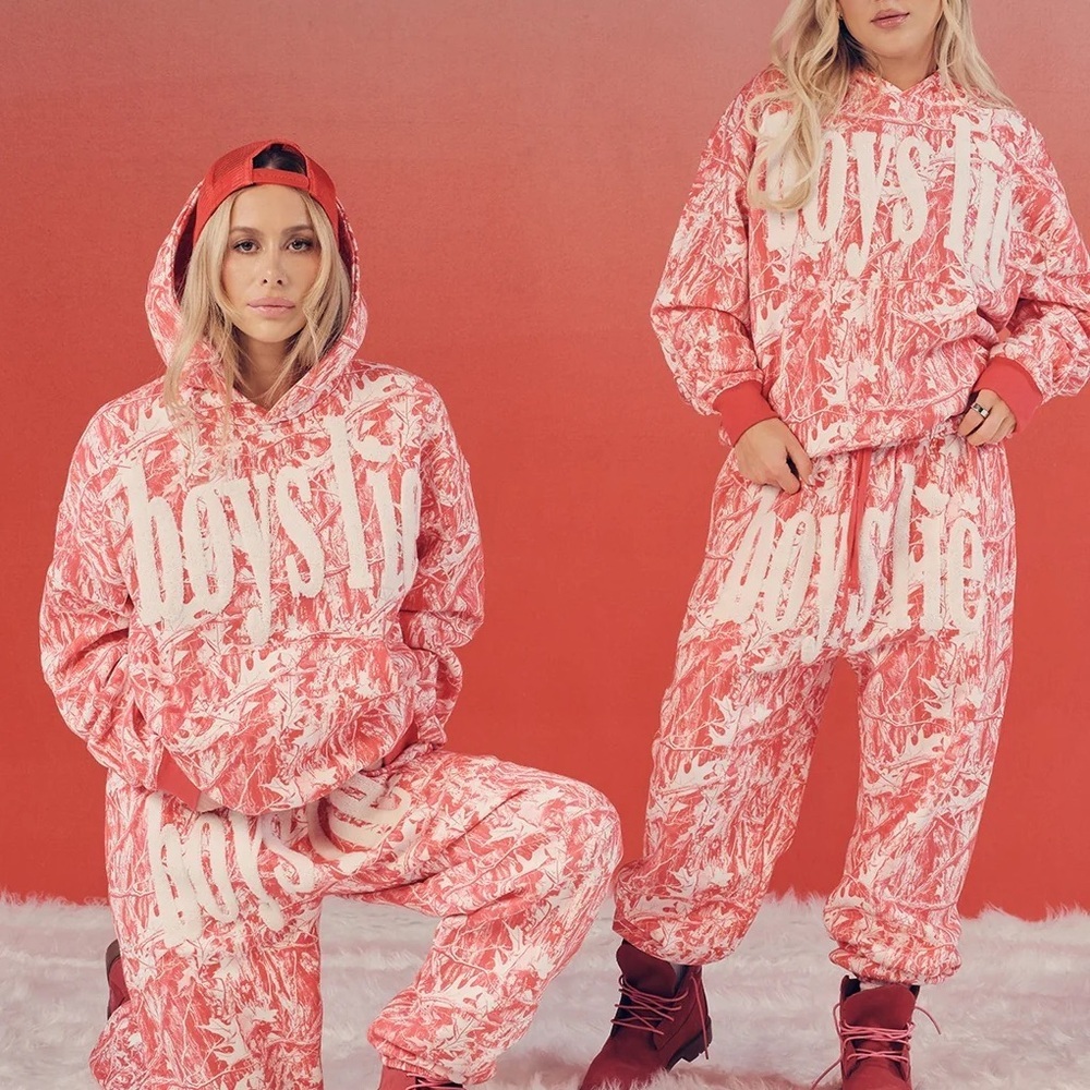 Boys Lie Red & White Manhunt Graphic Hoodie Set